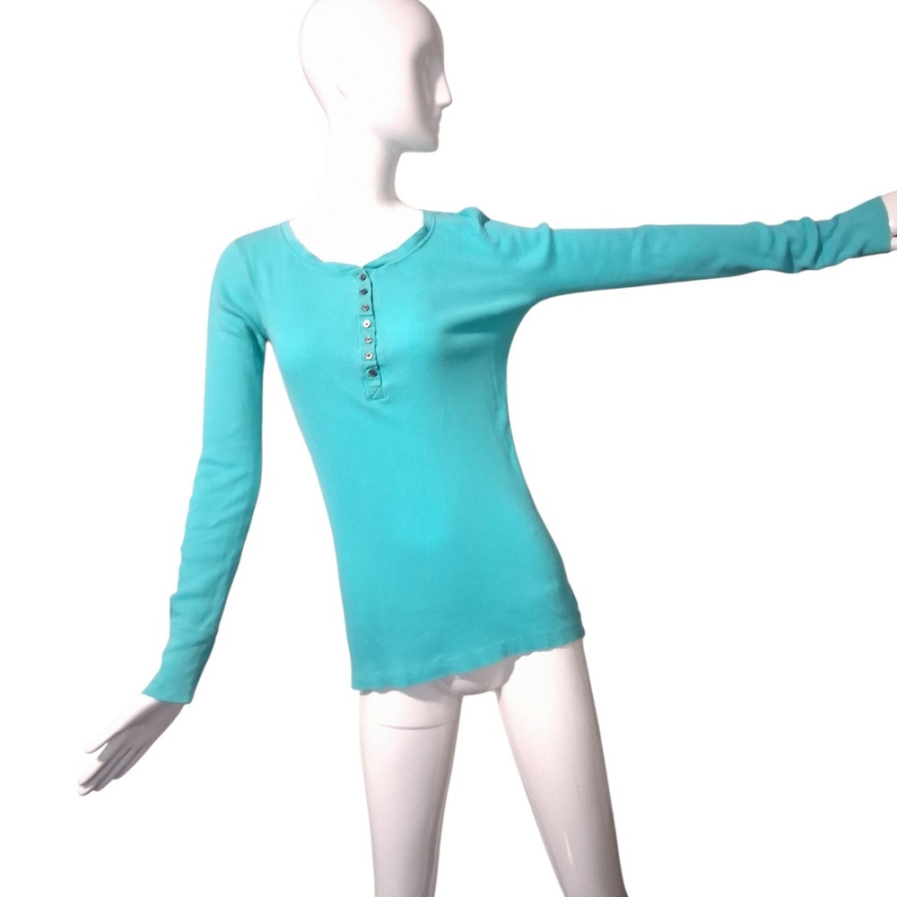 Y2k Xhilaration Women's size Large Ribbed Grungecore Academia Casual Henley‎ Top